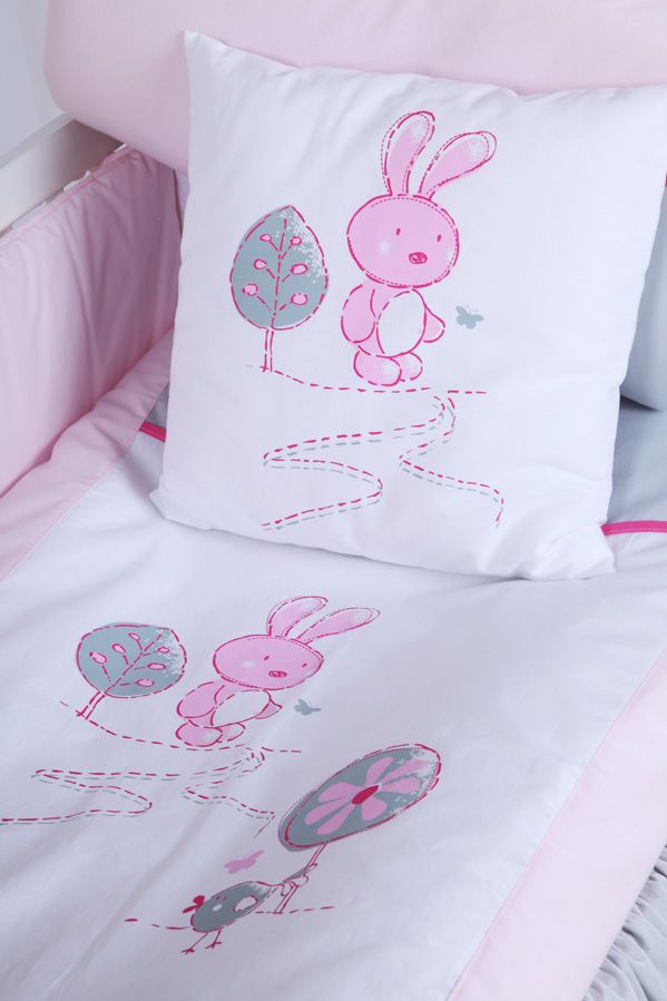 Set lenjerie 4 piese Little Bunny gri-pink Klups