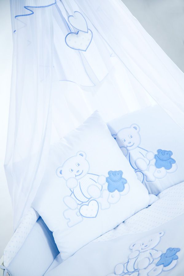 Set lenjerie brodata 2 piese i love you ursulet blue klups