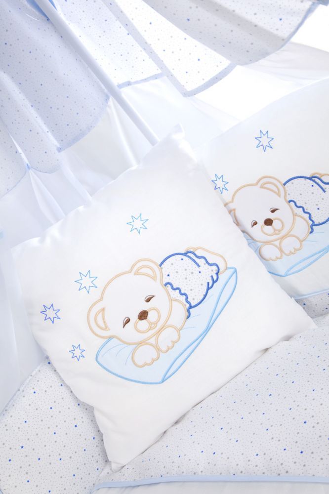 Set lenjerie brodata 2 piese Sleeping Teddy Bear blue Klups