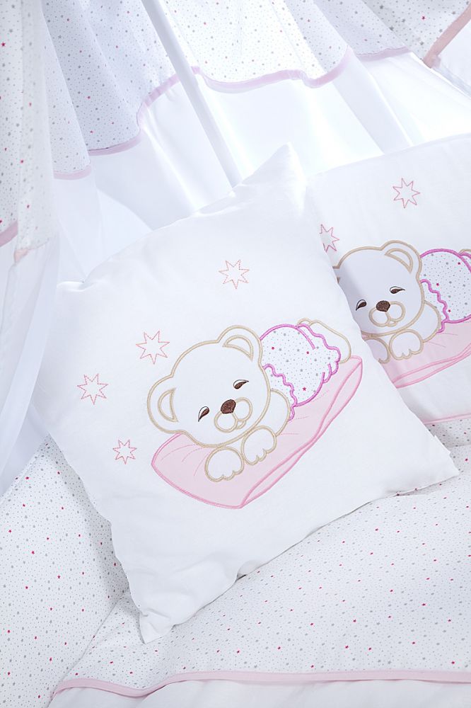 Set lenjerie brodata 2 piese Sleeping Teddy Bear pink Klups