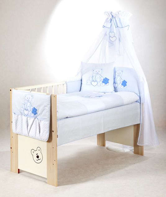 Set lenjerie brodata 3 piese i love you ursulet blue klups