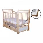 Patut din lemn Jas 120x60 cm cu sertar Natur + Saltea 9 cm