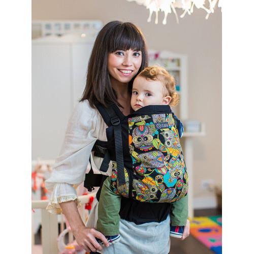 Marsupiu ergonomic organic toddler funky owls