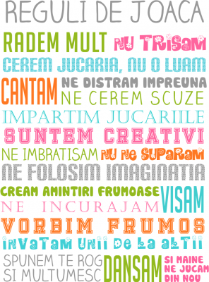 Sticker perete reguli de joaca 100 x 130 cm