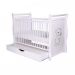 Patut din lemn Jas Ursulet 120x60 cm cu sertar Alb