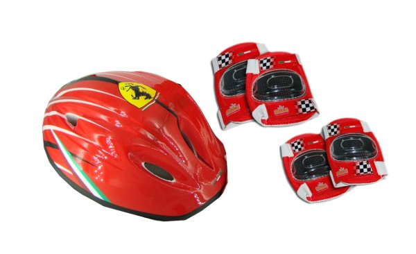 Set accesorii protectie bicicleta role trotineta Saica Ferrari nichiduta.ro