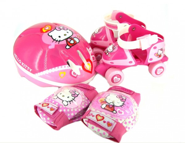 Set rotile Hello Kitty Saica pentru copii cu accesorii protectie si casca marimi reglabile 24-29 nichiduta.ro imagine noua