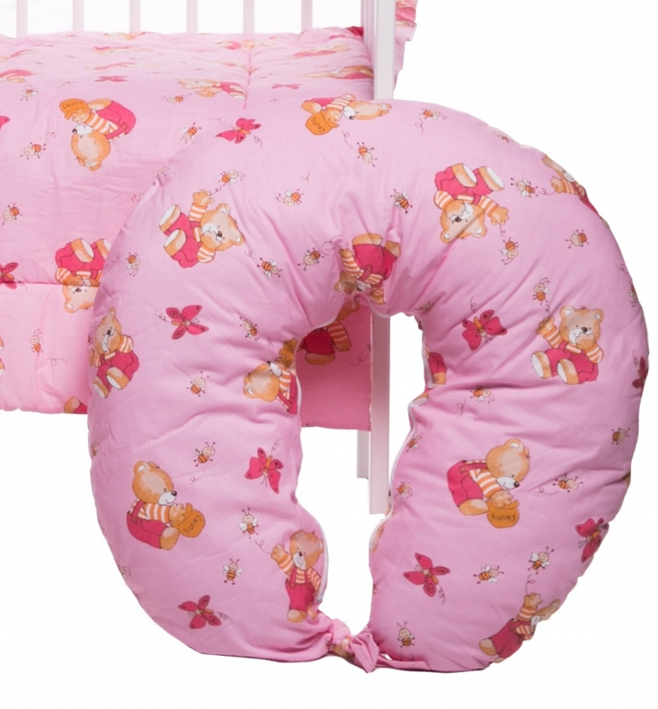 Lenjerie patut cu 10 piese honey bear pink