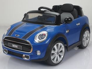 Masinuta electrica cu telecomanda mini cooper f56 12v albastra