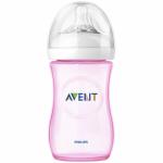 Biberon Philips Avent Natural 260 ml polipropilena nu contine BPA culoare roz
