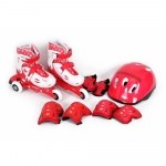 Set de role cu casca si protectii Maxtar 30-33 Rosu