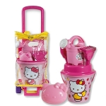Troller cu ghiozdanel Hello Kitty Androni pentru copii cu jucarii plaja si nisip si galetusa