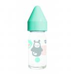Biberon sticla 110 ml BAO bleu, tetina anticolici din cauciuc NN 0-4 luni