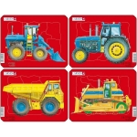 Set 4 Puzzle-uri Tractoare, Basculata si Buldozer, 10 piese Larsen LRZ1