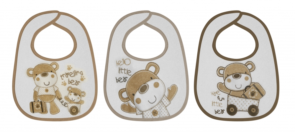 Set 3 bavete big bumbac - inchidere cu arici