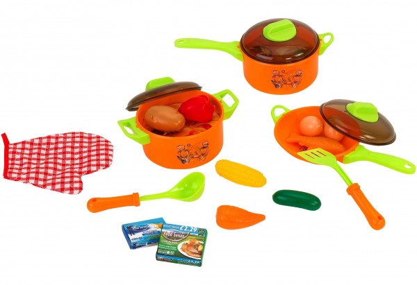 Set accesorii bucatarie Globo Oale si Cratite cu capac pentru copii din plastic