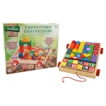 Carucior cuburi lemn Globo Legnoland pentru copii multicolore 35 piese