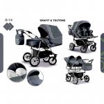 Carucior pentru gemeni Mikado Duet 3 in 1 D-14 (Grafit/Teutone)