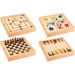 Set 5 in 1 jocuri de societate in cutie lemn Globo 37804 Sah Table Dame