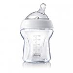 Biberon Chicco Natural Feeling PureGlass 150ml tetina silicon flux normal 0luni+ 0% bpa