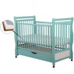 Patut din lemn Jas 120x60 cm cu sertar Mint + Saltea 9 cm