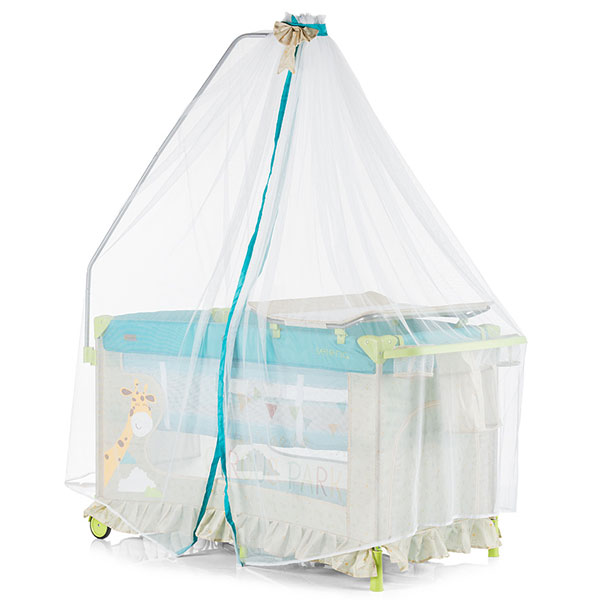 Patut pliabil cu baldachin chipolino selena blue