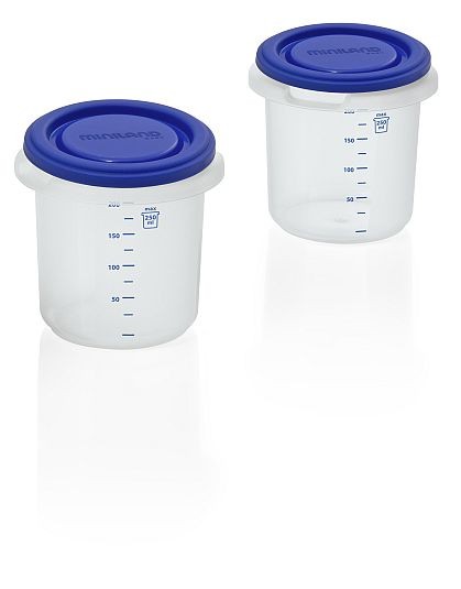 Set 2 recipiente plastic cu geanta miniland blue