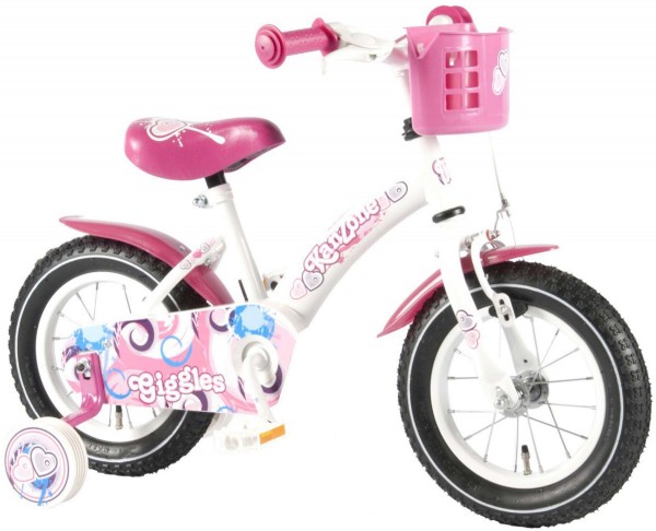 Bicicleta fete 12 inch Volare Bike Giggles cu roti ajutatoare si cosulet roz nichiduta.ro imagine noua