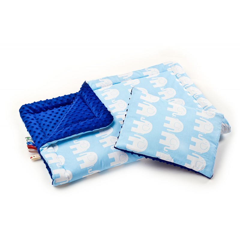 Lenjerie Sensillo Minky set 100x7535x30 cm cm blueelephants white