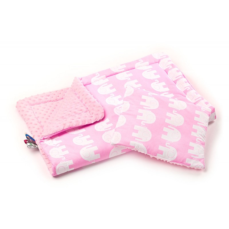 Lenjerie Sensillo Minky set 100x7535x30 cm pinkelephants white