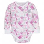 Body cu maneca lunga Plus Pink Figuri Geometrice 68 cm
