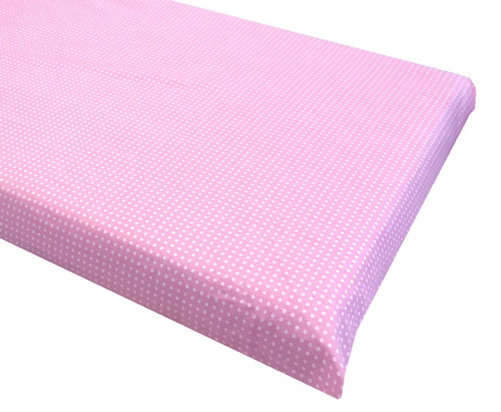 Cearsaf cu elastic pe colt 140×70 cm Buline albe pe roz Camera copilului