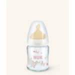 Biberon sticla 120 ml+tetina latex orificiu Mediu mar.1 (0-6 luni) NUK First Choice