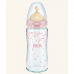 Biberon sticla 240 ml+Tetina latex orificiu Mediu mar.1 NUK First Choice (0-6 luni)