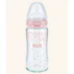 Biberon sticla 240 ml+Tetina silicon orificiu Mediu mar.1 NUK First Choice (0-6 luni)