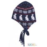 Caciulita din lana merinos si bumbac organic Iobio Penguin Blue 1