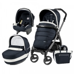 Carucior 3 In 1 Peg Perego Book Plus S Black Completo Elite Luxe Blue