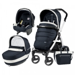 Carucior 3 In 1 Peg Perego Book Plus S Black&White Completo Elite Luxe Blue
