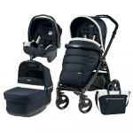 Carucior 3 in 1 Peg Perego Book Plus Black Matt POP-UP Elite Luxe Blue