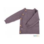 Pulover Kimono din lana merinos impletita Iobio Chocolate Brown 62/68