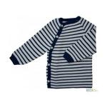 Pulover Kimono din lana merinos impletita Iobio Grey/Dark Blue 86/92