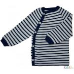 Pulover Kimono din lana merinos impletita Iobio Grey/Dark Blue 62/68