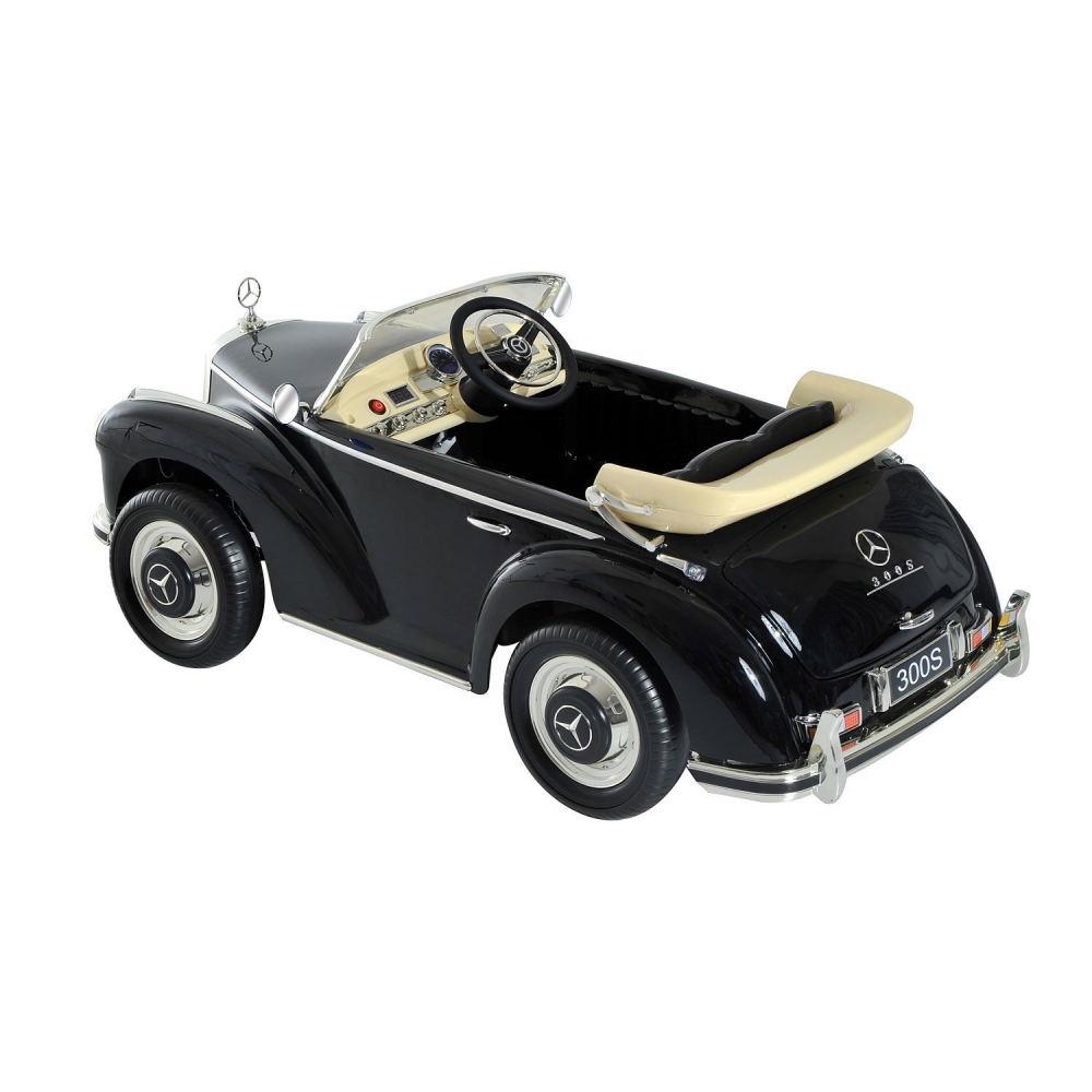 Masinuta electrica de epoca cu scaun de piele mercedes benz 300 s black