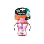 Cana Easy Drink cu pai Explora Tommee Tippee 230 ml floricele roz