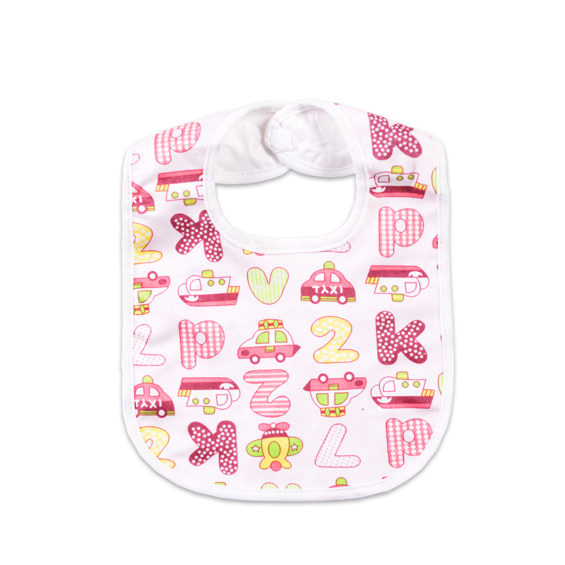 Bavetica impermeabila din bumbac teddy number pink