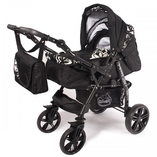 Carucior Hubners Tessa Lux 2 in 1 negru floricele