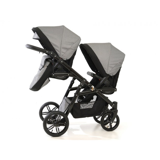 Carucior gemeni Pj Stroller Lux 2 in 1 Grey