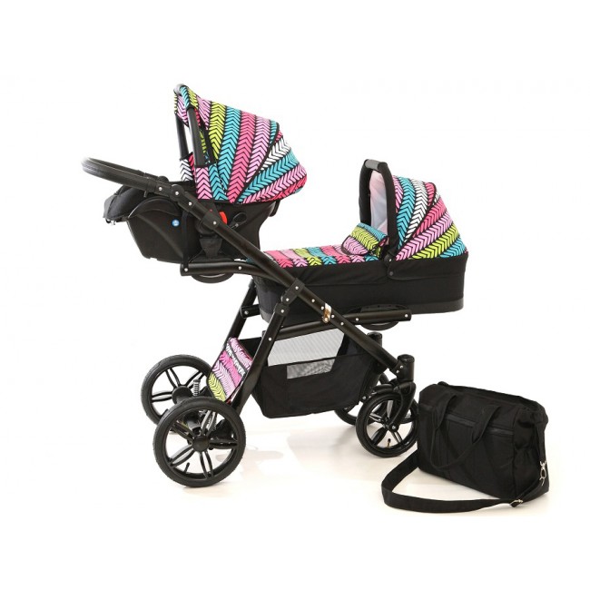 Carucior gemeni tandem pj stroller lux 3 in 1 multicolor