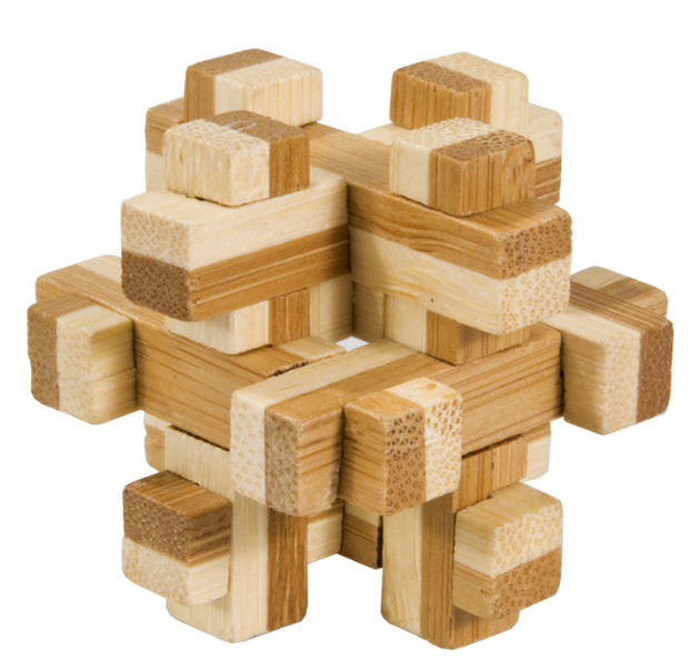 Joc logic IQ din lemn bambus n cutie metalic 10