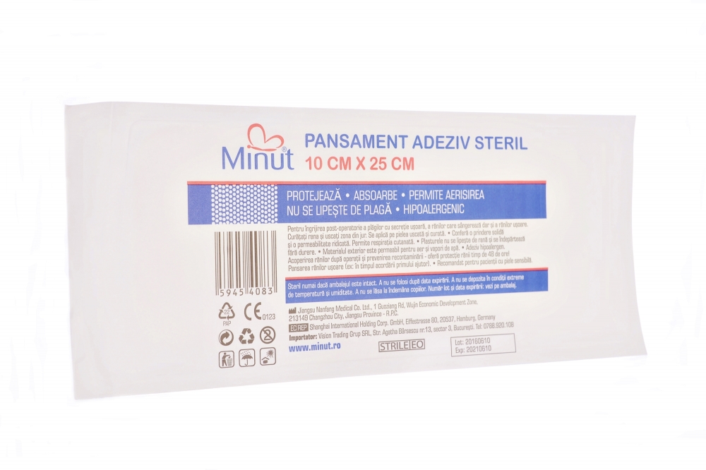 Pansament adeziv steril Minut 10 cm x 10 cm